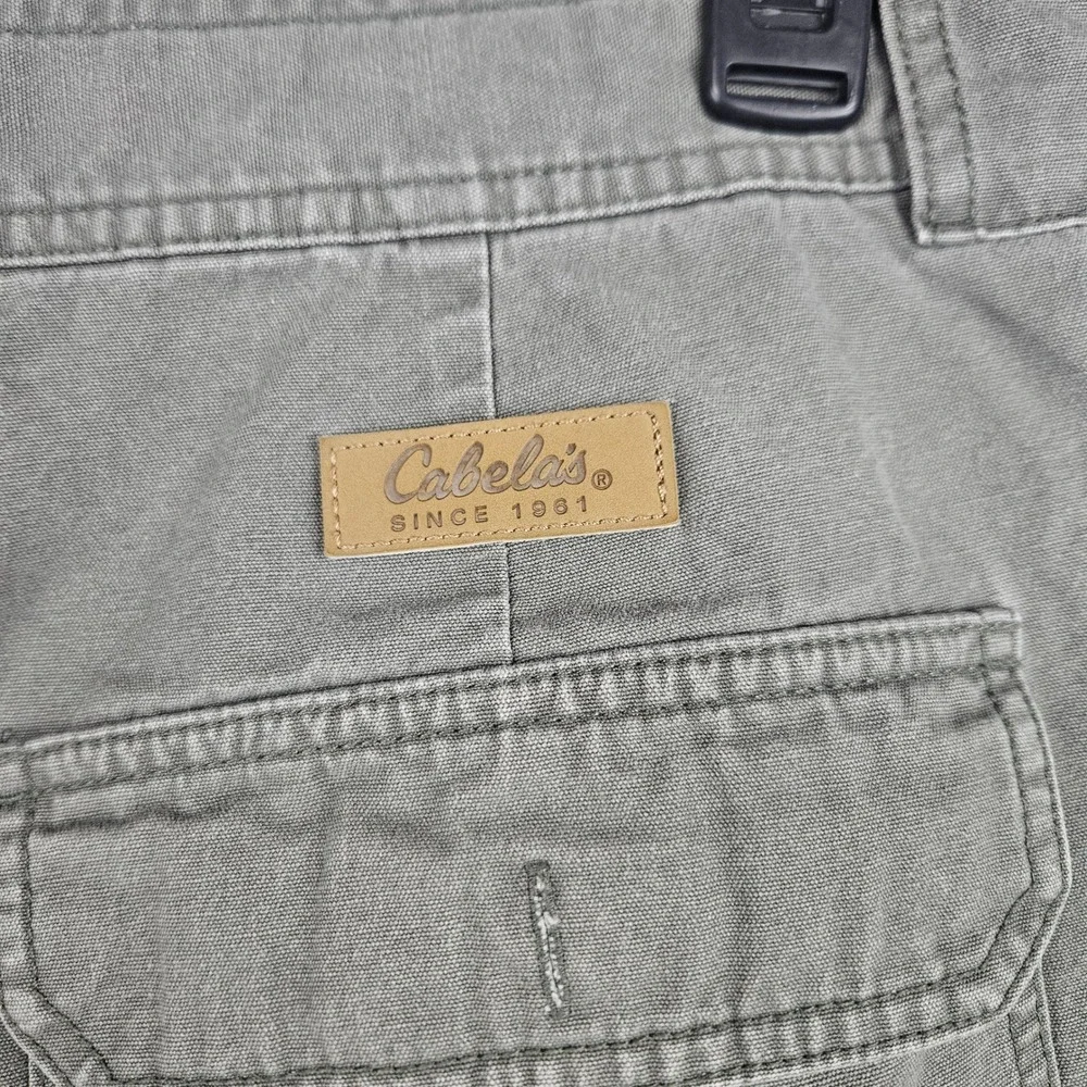 Cabelas‎ Mens Cargo Shorts 40 Green Cotton Canvas Utility Multi Pocket